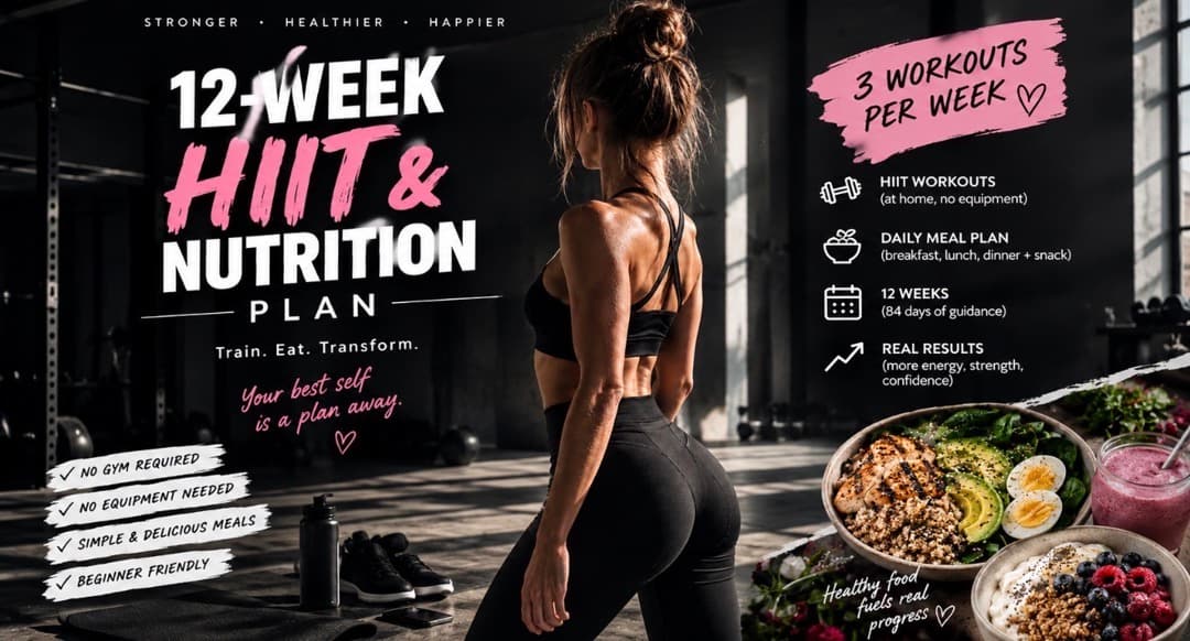 12-Week HIIT & Nutrition Plan | 3 Workouts per Week + Daily Meal Plan training plan